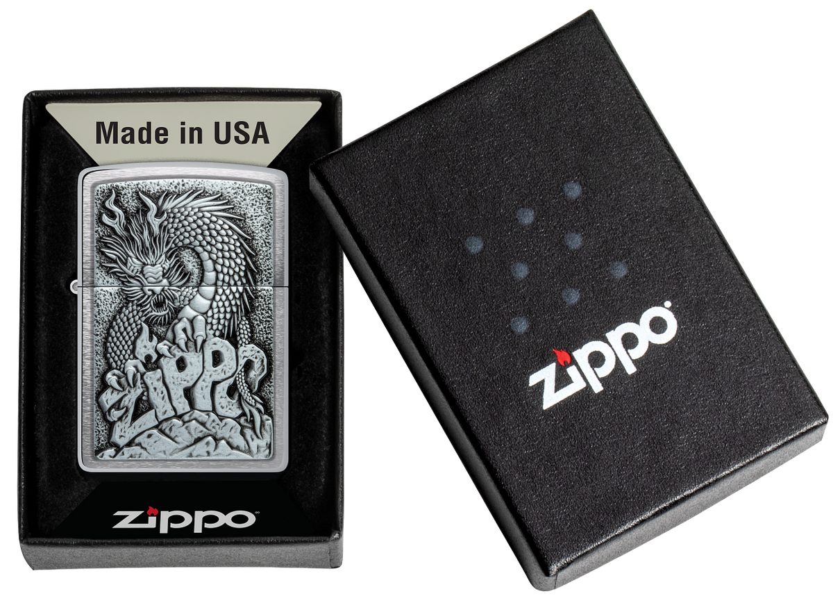 Zippo vžigalnik 48902 Dragon Emblem Brushed Chrome