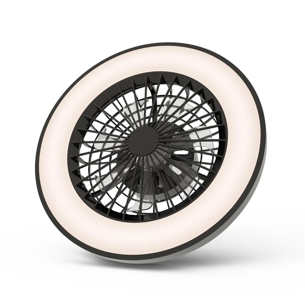Svetilka stropna z ventilatorjem Wanda 2x24W+15W motor IR remote črna AFCLCCT-48W-15W-WAB