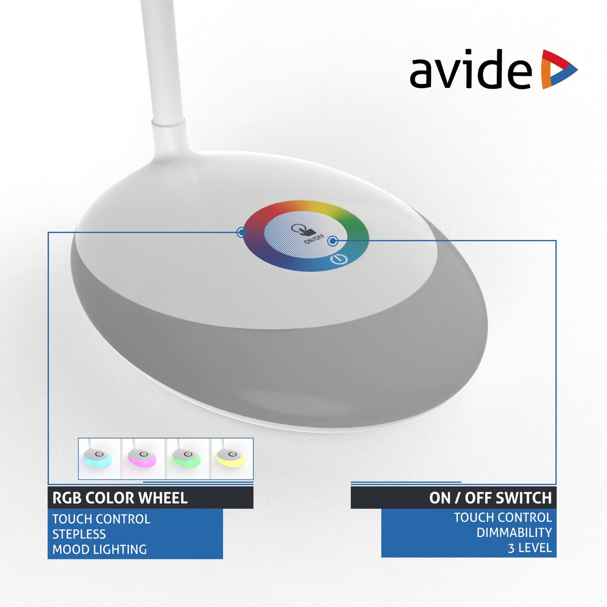 Avide 26223 Namizna svetilka Ben LED 4W RGB 250 lm