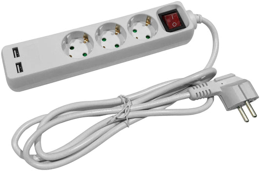 Entac 978260 Podaljšek 3 vtični s stikalom in 2 USB 1,5 m