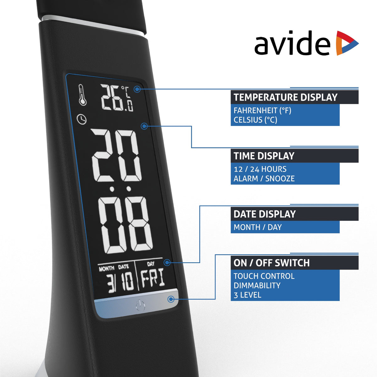 Avide 280560 Namizna svetilka LED Bussines Leather Calendar 6W NW
