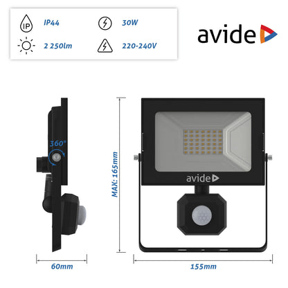 Avide 909028 SMD LED Reflektor Slim s senzorjem gibanja 30W NW 2250 lm